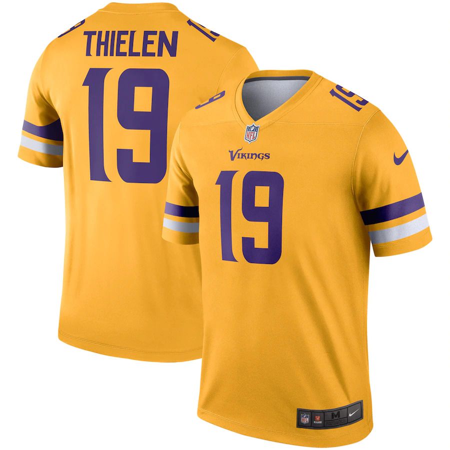 Men Minnesota Vikings #19 Adam Thielen Nike Gold Inverted Legend NFL Jersey